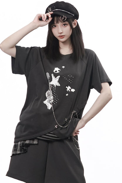 Rebellischer Akkord Raglan-Schal-Kurzarm-Hosen-Set