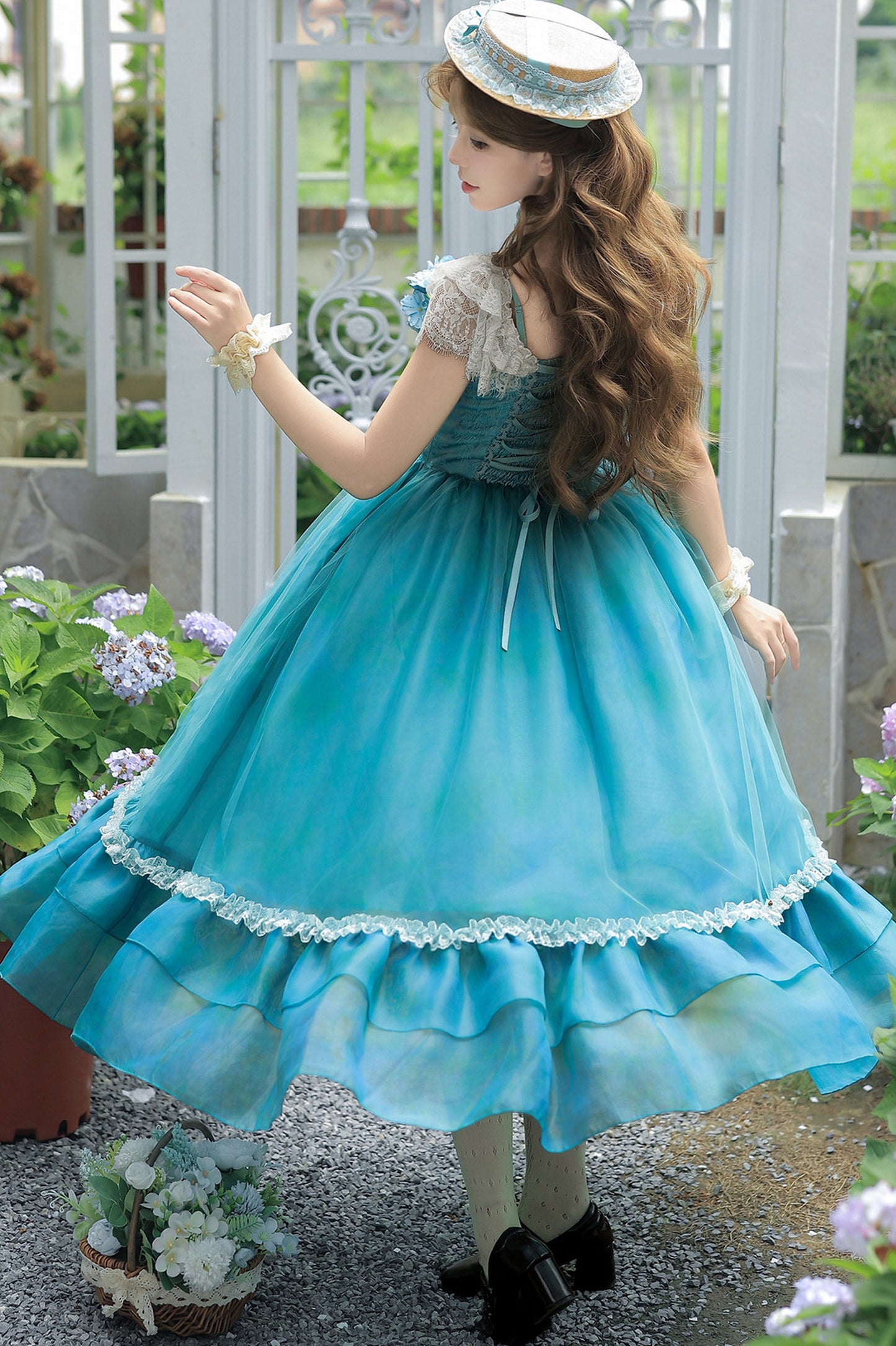 Water Lily Floral Long Dress