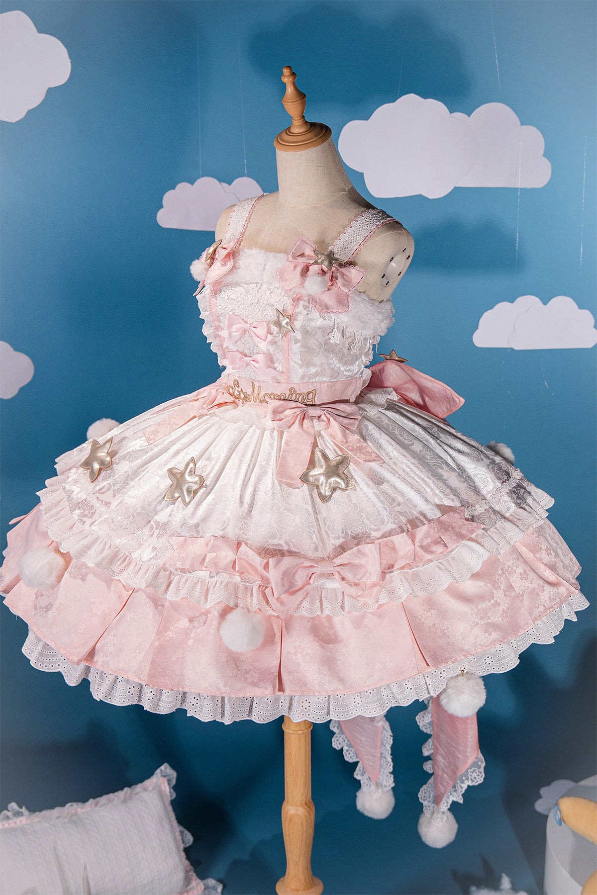 Completo da abito Lolita rosa «Good Morning»