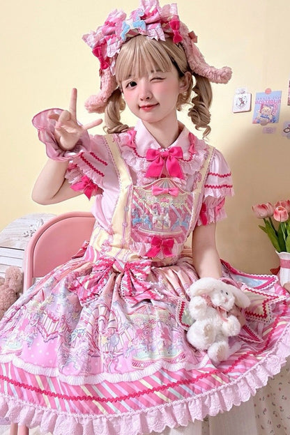 Amusement Park Jsk Suspender Dress and Shirt Set-Up