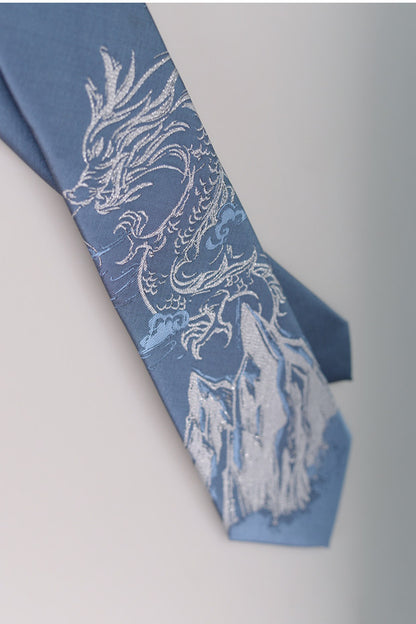 Snow Mountain Dragon Jacquard Tie
