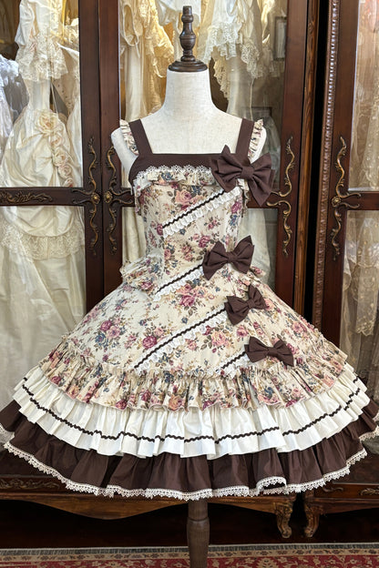 Vintage Floral Elegant Lolita Dress Set-Up