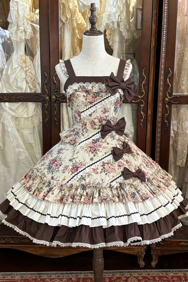 Vintage Floral Elegant Lolita Dress Set-Up