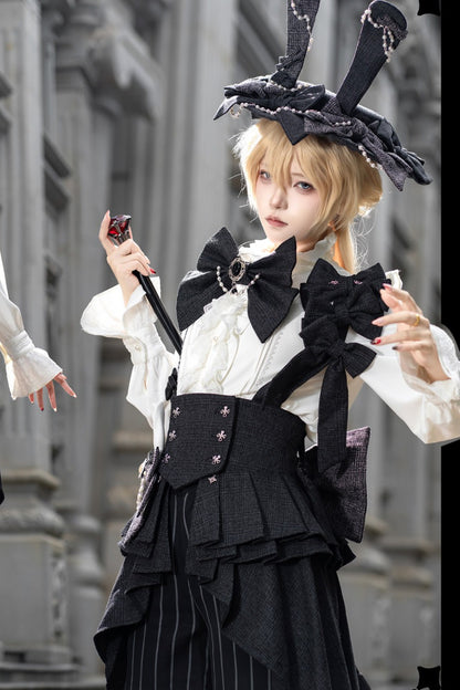 Lolita Prince Rabbit Waist Belt Shirt and Pants Set-Up