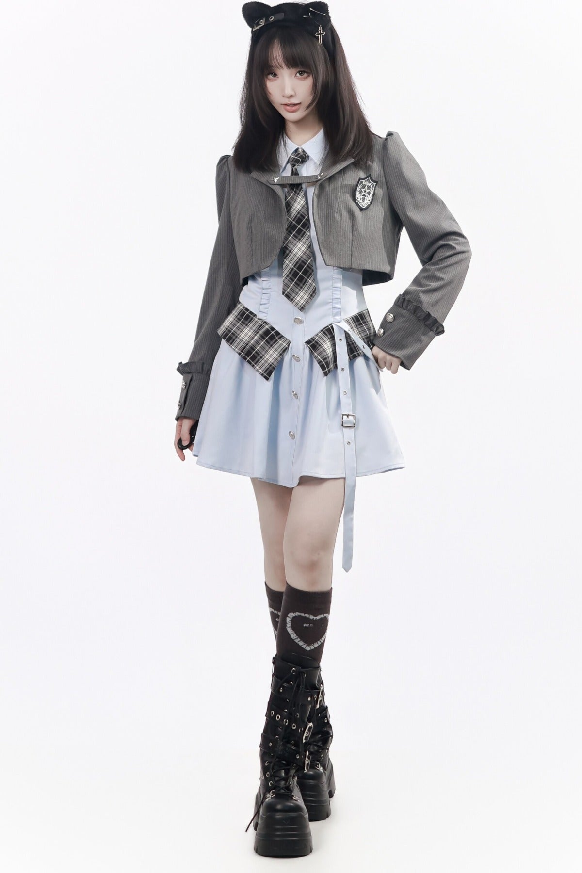Striped Blazer Shirt Dress Set-Up