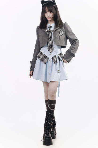 Striped Blazer Shirt Dress Set-Up