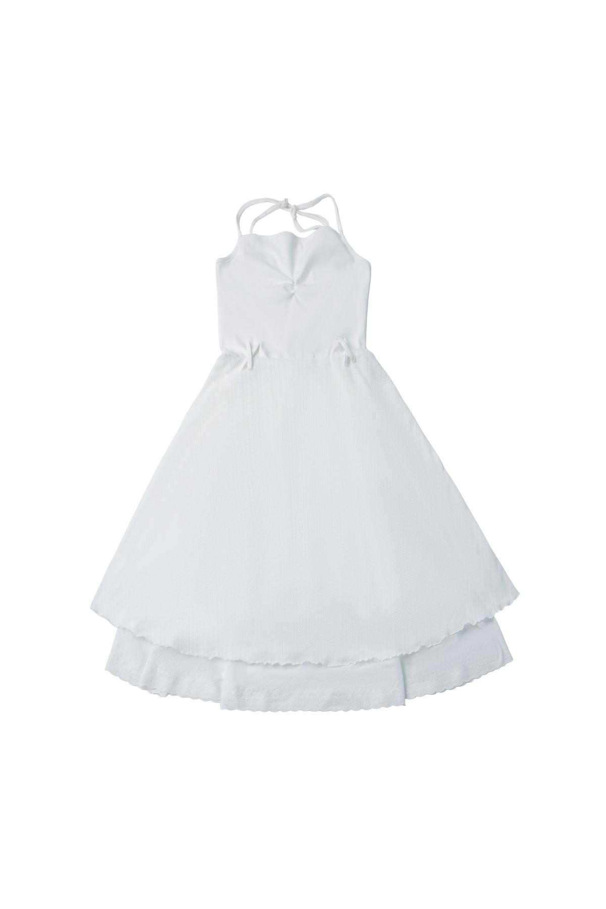 One-Line Tie-Up Knitted Cardigan and Suspender Dress Set-Up