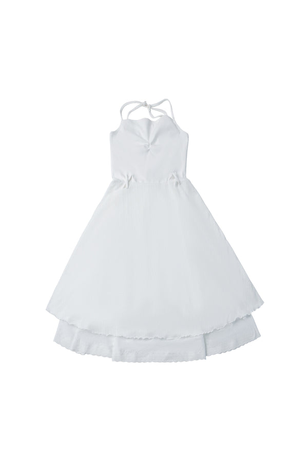 One-Line Tie-Up Knitted Cardigan and Suspender Dress Set-Up