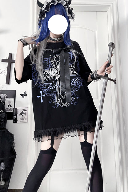 Camiseta holgada de manga corta Night Blood carta de amor