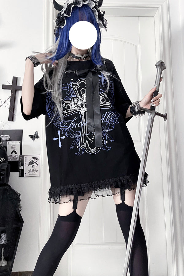 Camiseta holgada de manga corta Night Blood carta de amor