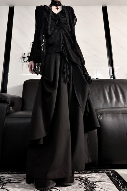 High-Waisted Wide-Leg Skirt Set