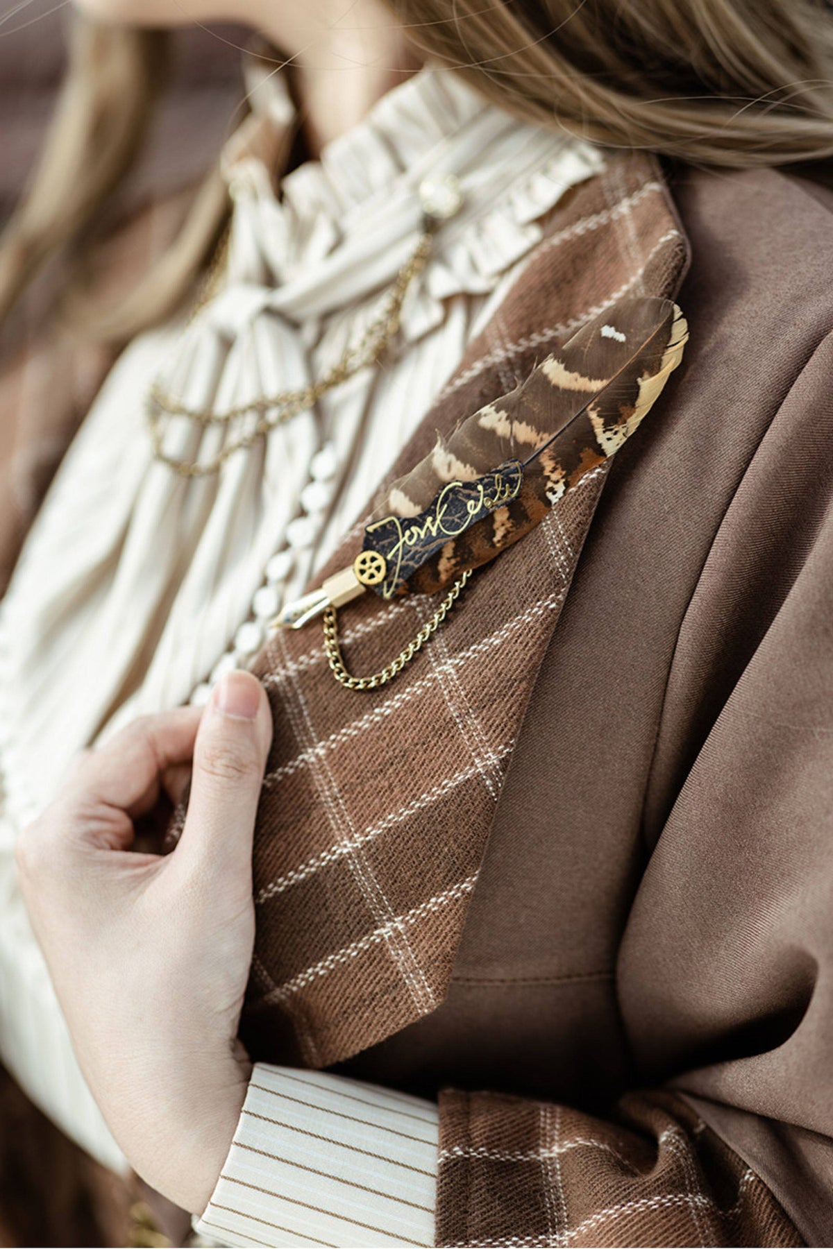 Signature Dip Pen Feather Brooch