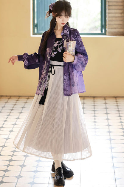 Iris Mist New Chinese Style Shirt and Skirt Set-Up
