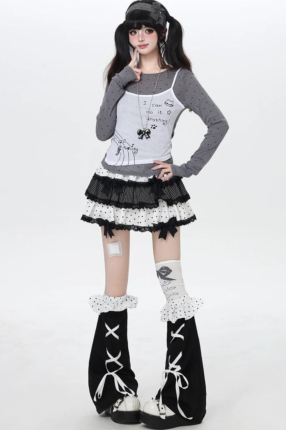 Dotted Sheer Layered Subculture Top