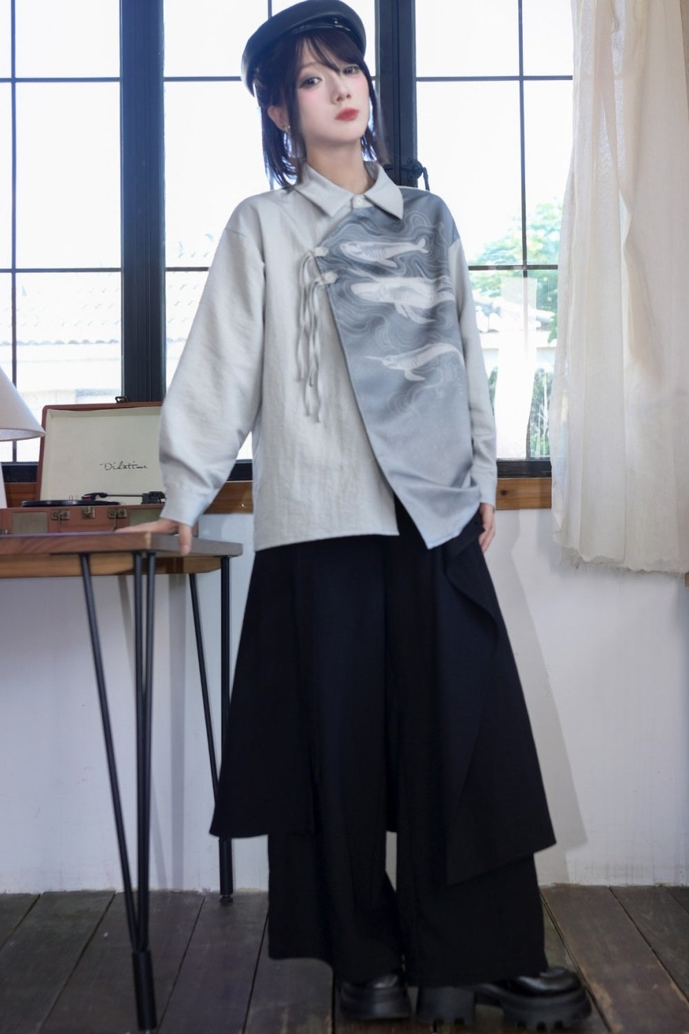Drapey Multi-Panel Two-Way Wear Wide-Leg Pants