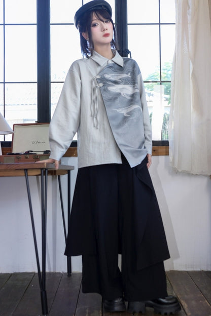 Drapey Multi-Panel Two-Way Wear Wide-Leg Pants