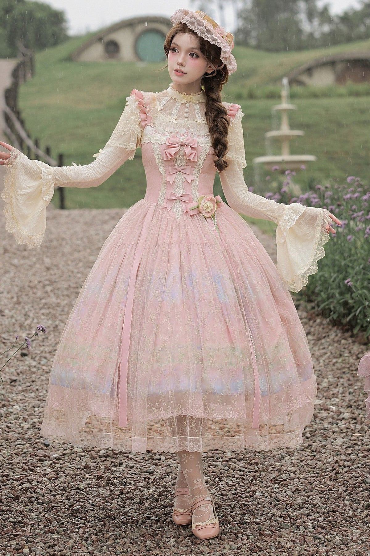 Ölgemälde-Lolita-JSK-Set mit hoher Taille