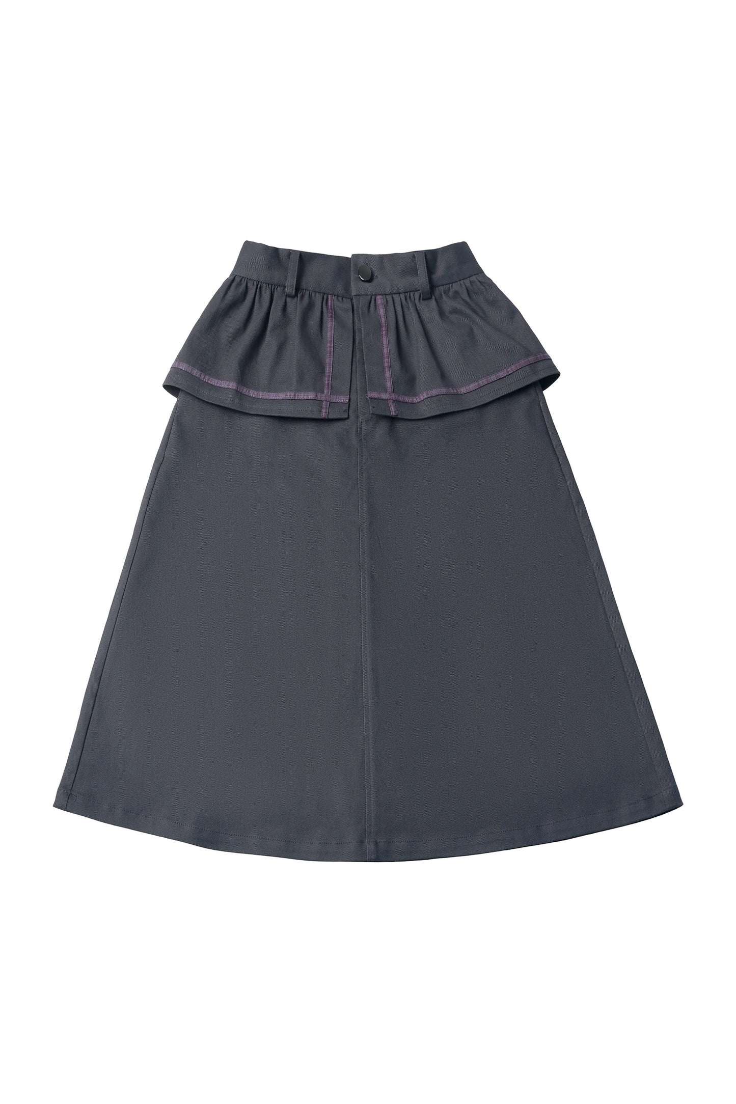Gray-Purple T-Shirt With Skirt and Pants Set-Up
