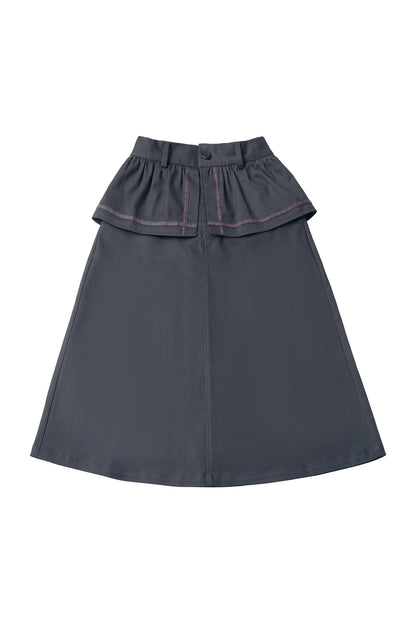 Gray-Purple T-Shirt With Skirt and Pants Set-Up