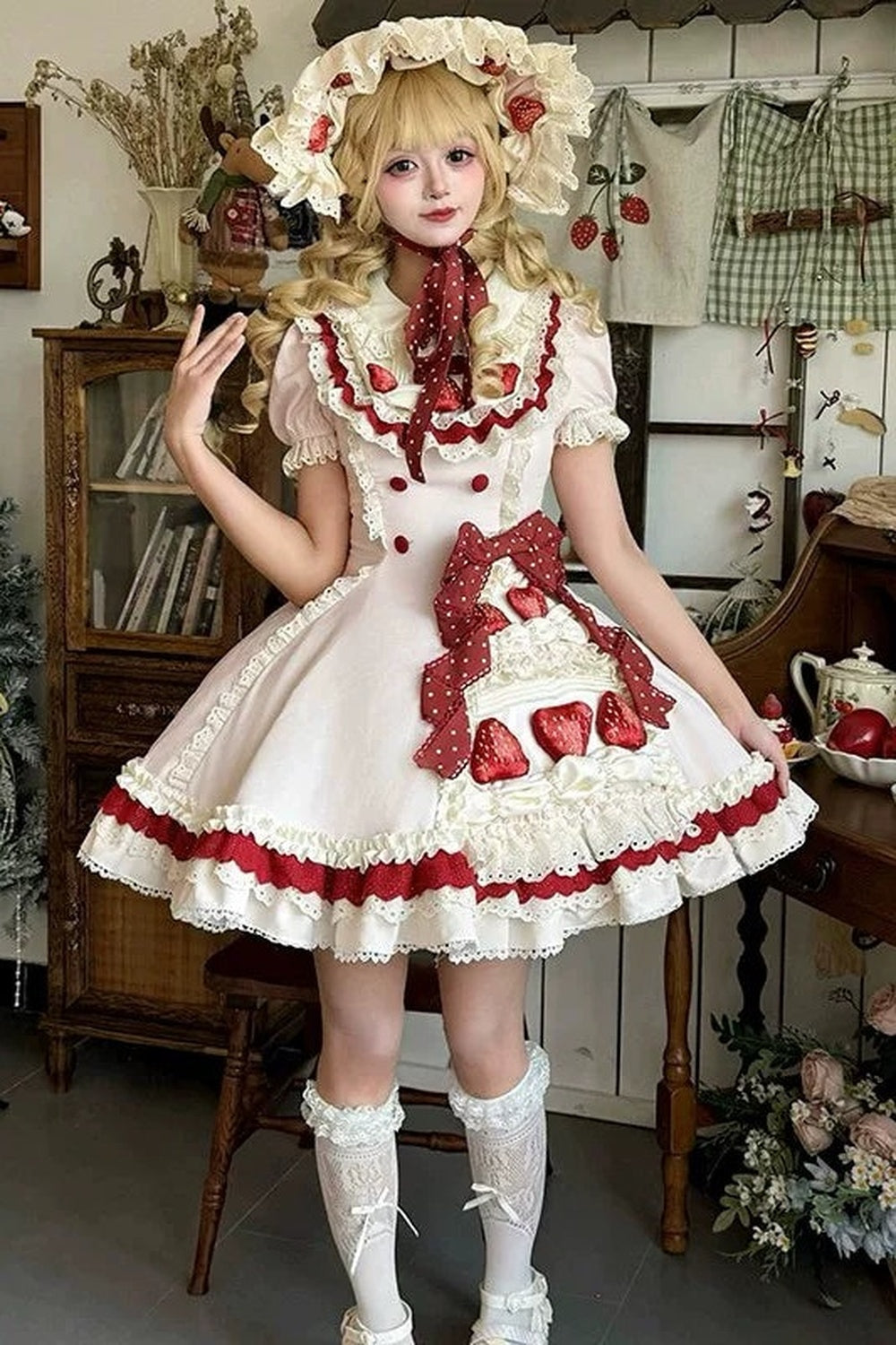 Robe lolita coupe ample gâteau aux fraises