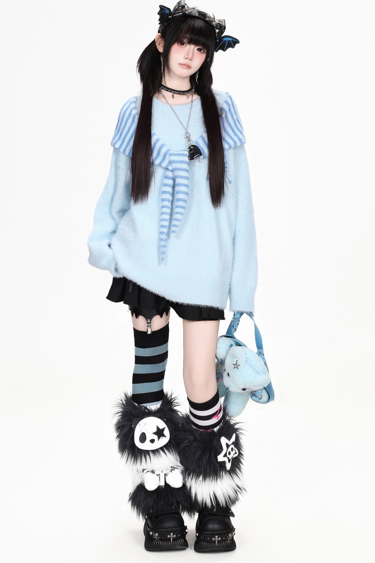 Striped Angel Wing Pullover Sweater