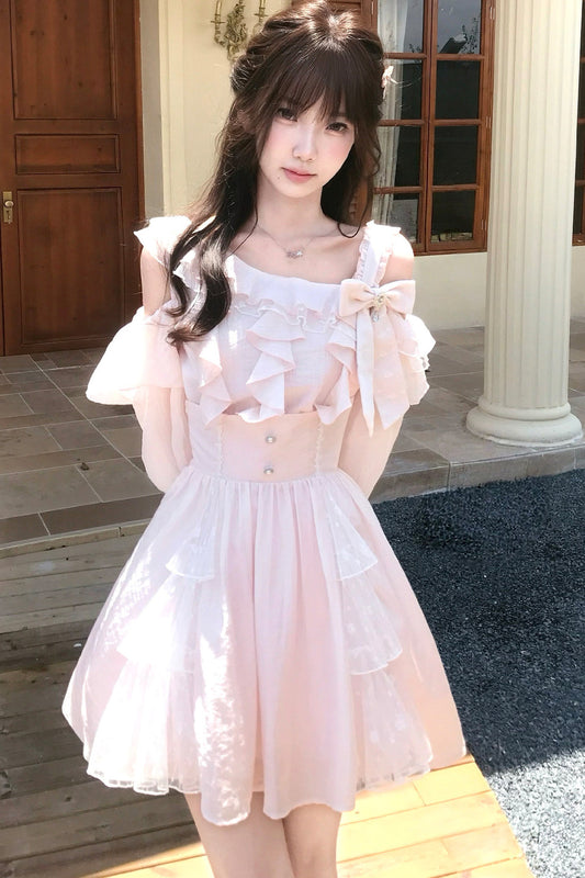 Off-Shoulder Long Sleeve Top and High-Waisted Skirt Set