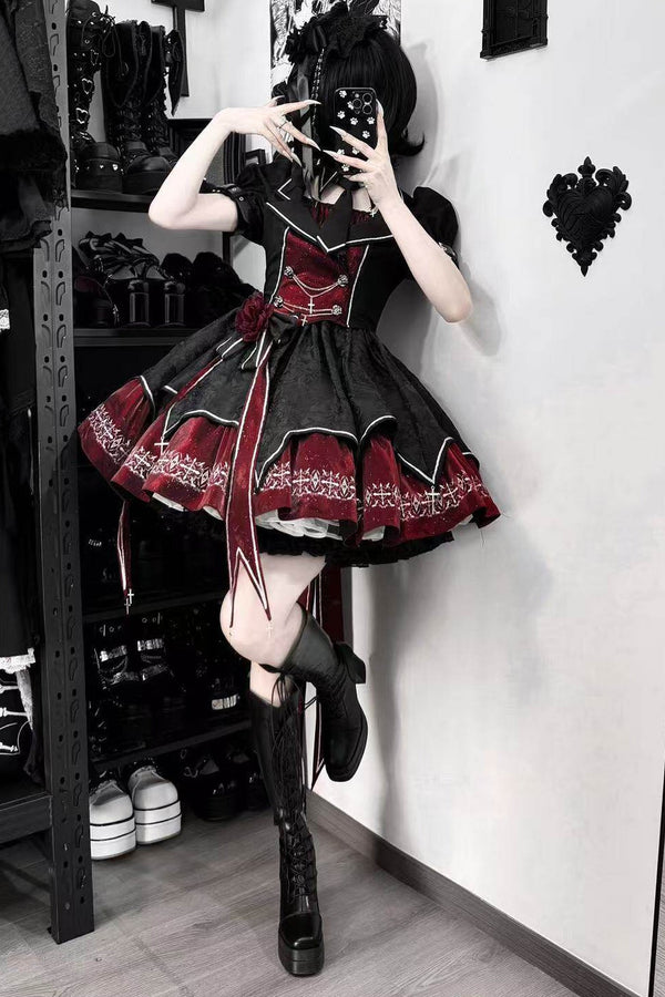 Dark Flame Princess Gothic Lolita Dress+Coat