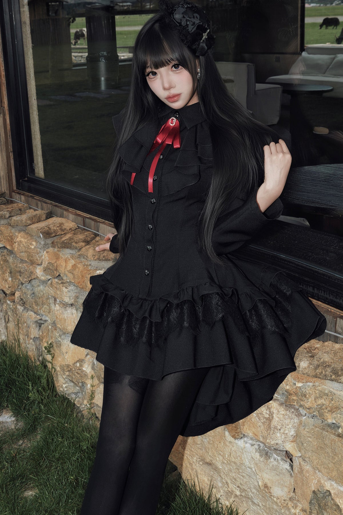 Gothic Ten-Piece Cut Lace Dress