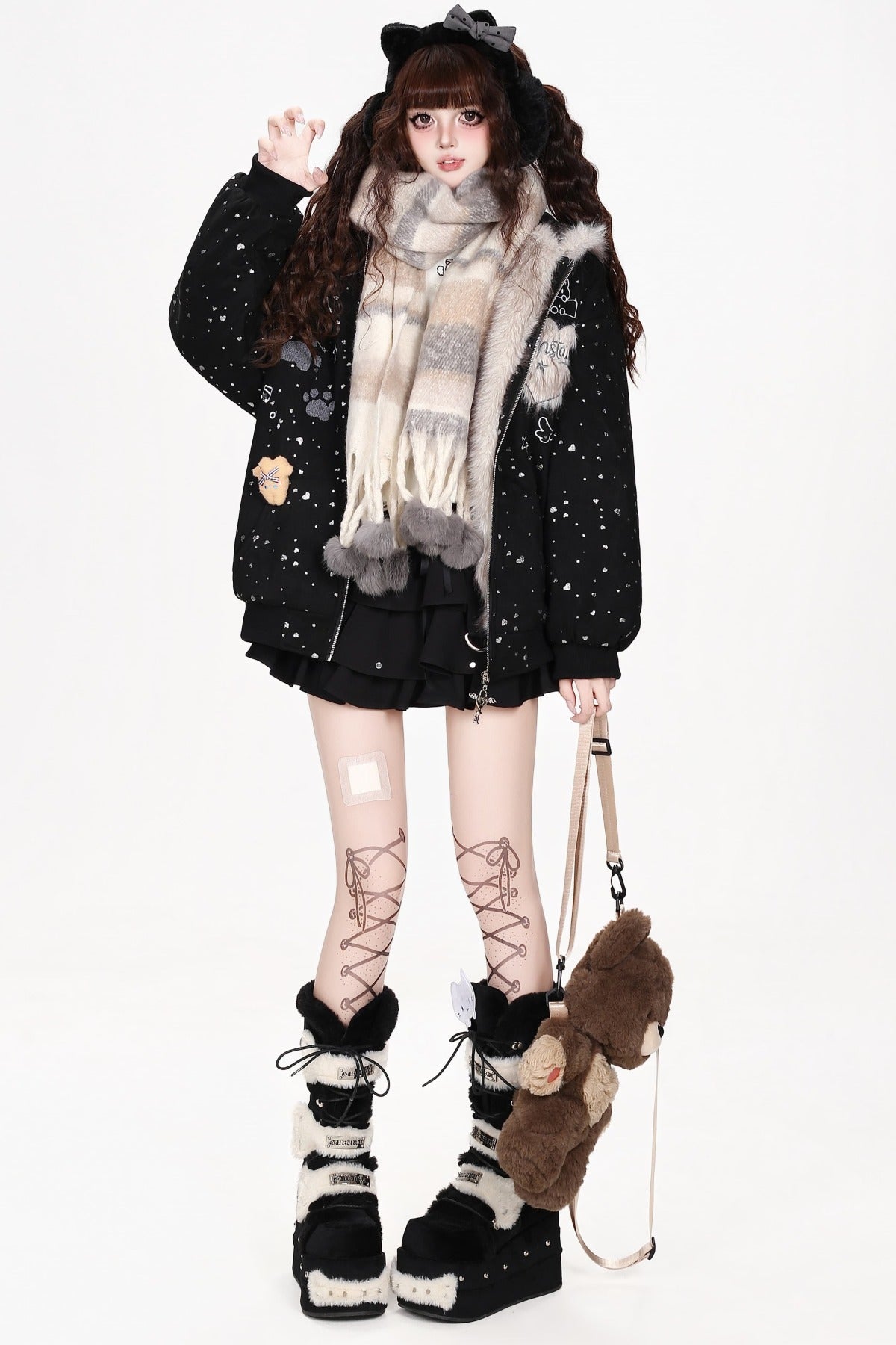 Veste matelassée à capuche avec oreilles de lapin
