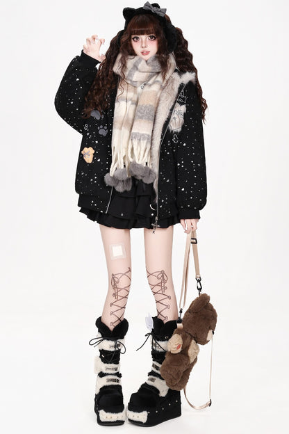 Veste matelassée à capuche avec oreilles de lapin