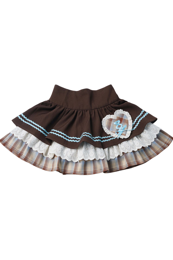 Heart Lace Shirt And Cake Skirt Set-Up