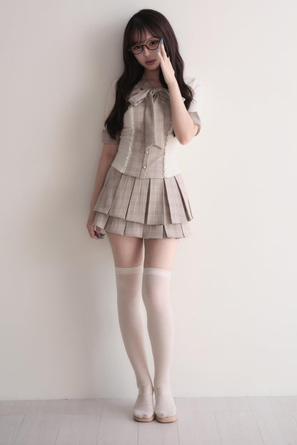 Plaid Patchwork Top and Skirt Set