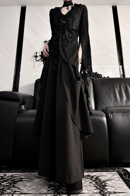 High-Waisted Wide-Leg Skirt Set