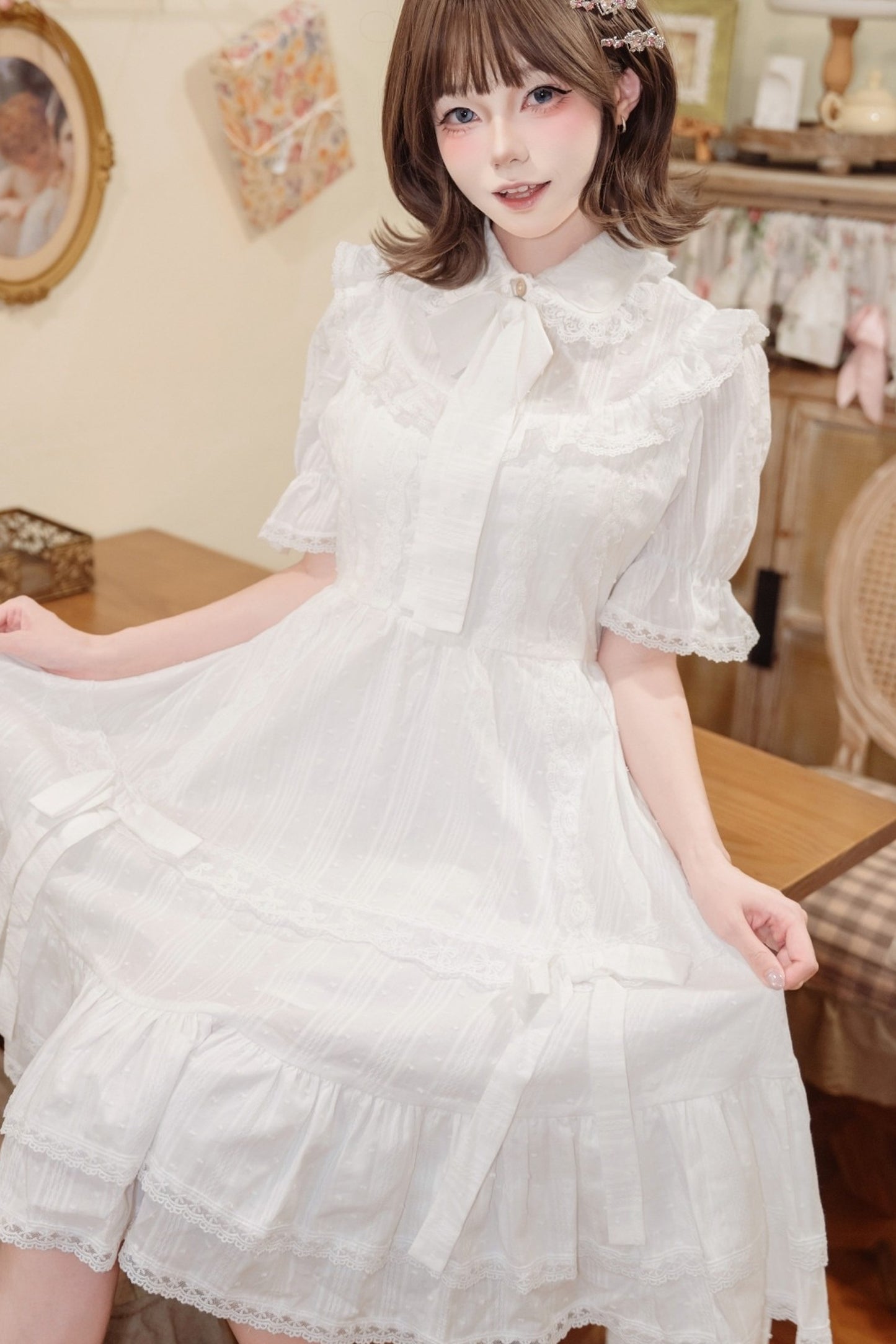 White Lace Lolita Dress