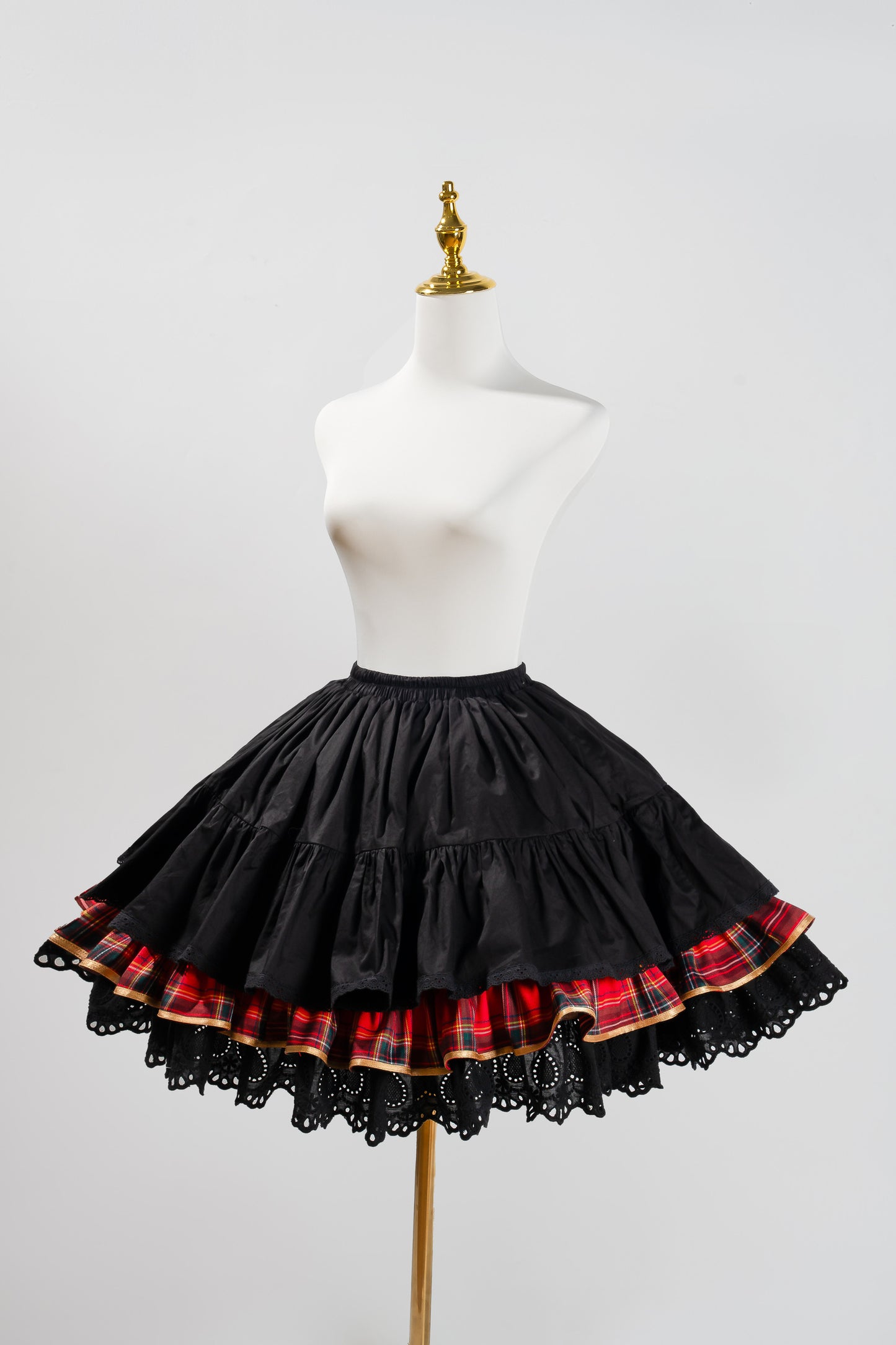 [Vorbestellung bis 18. Juli] Blau/Rot/Grün Idol-Lolita-Vintage-Karo-Goldbär-Schleifen-Spitzen-JKS-Kleid-Set 1/2/3 + Halsschleife