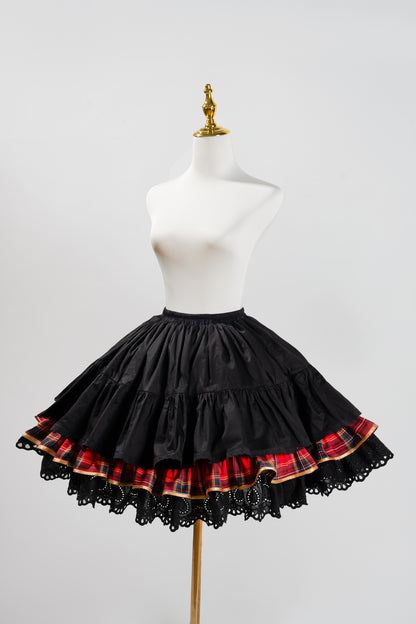 [Vorbestellung bis 18. Juli] Blau/Rot/Grün Idol-Lolita-Vintage-Karo-Goldbär-Schleifen-Spitzen-JKS-Kleid-Set 1/2/3 + Halsschleife