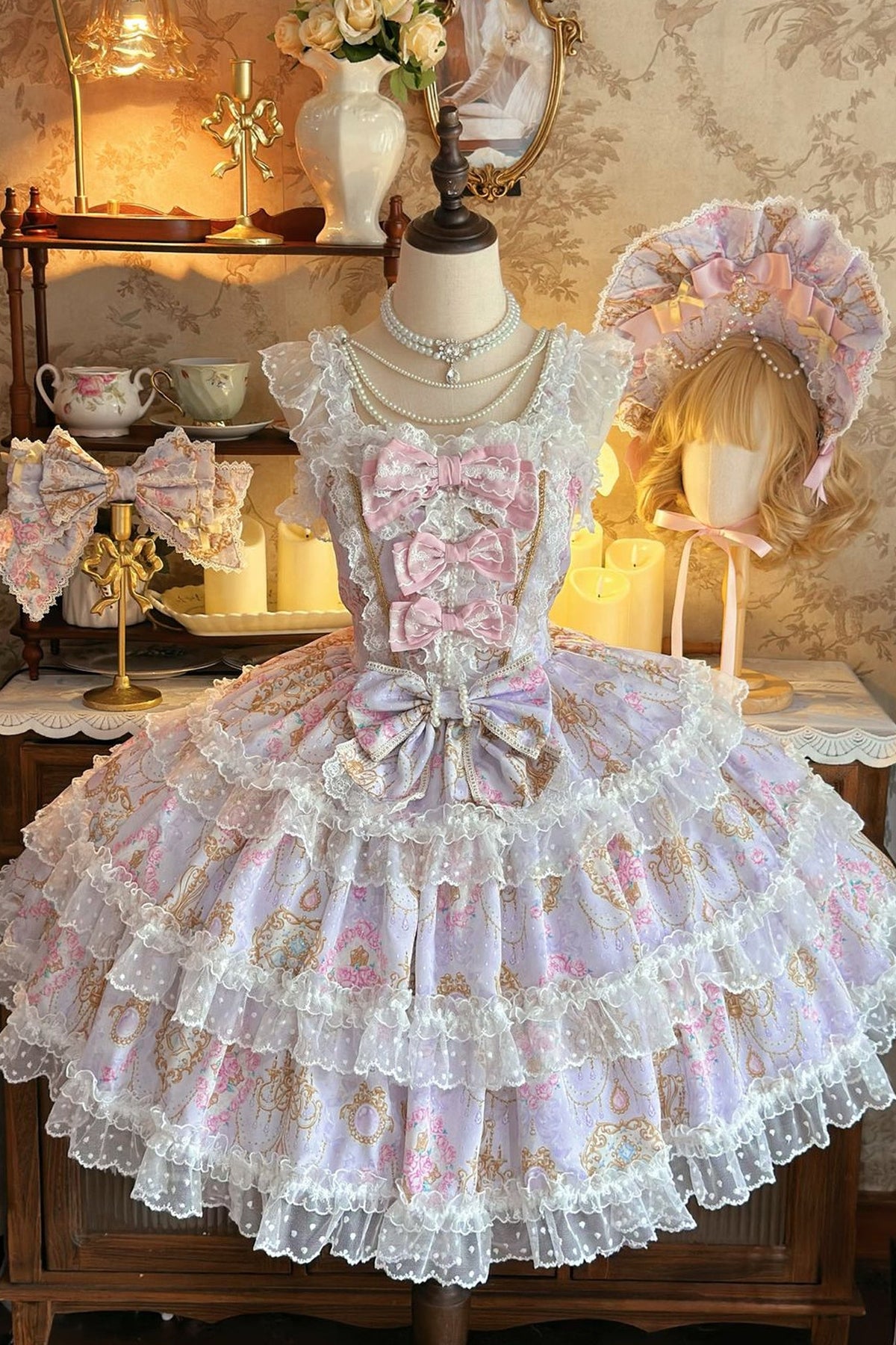 Elegance Floral Wall Doll-Like JSK Dress