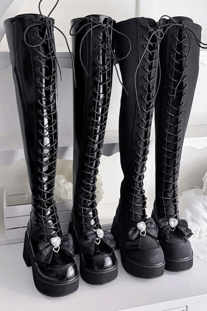 Cross-Studded Platform Over-The-Knee Boots