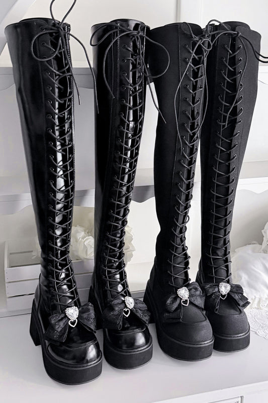 Cross-Studded Platform Over-The-Knee Boots