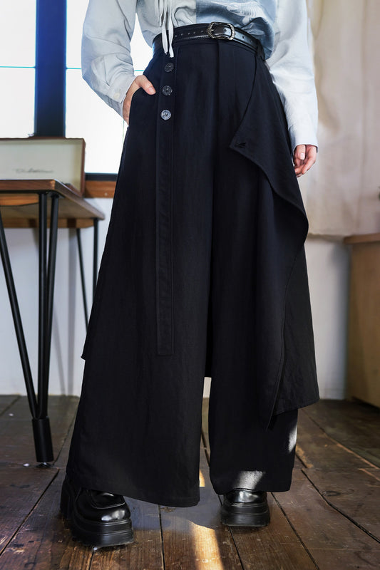 Drapey Multi-Panel Two-Way Wear Wide-Leg Pants