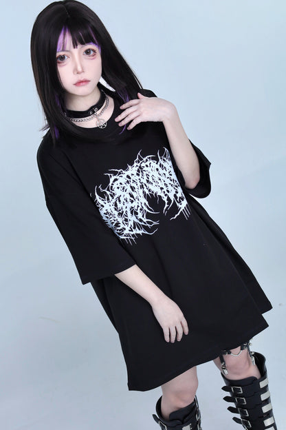 ゴシックパンクプリントTシャツ