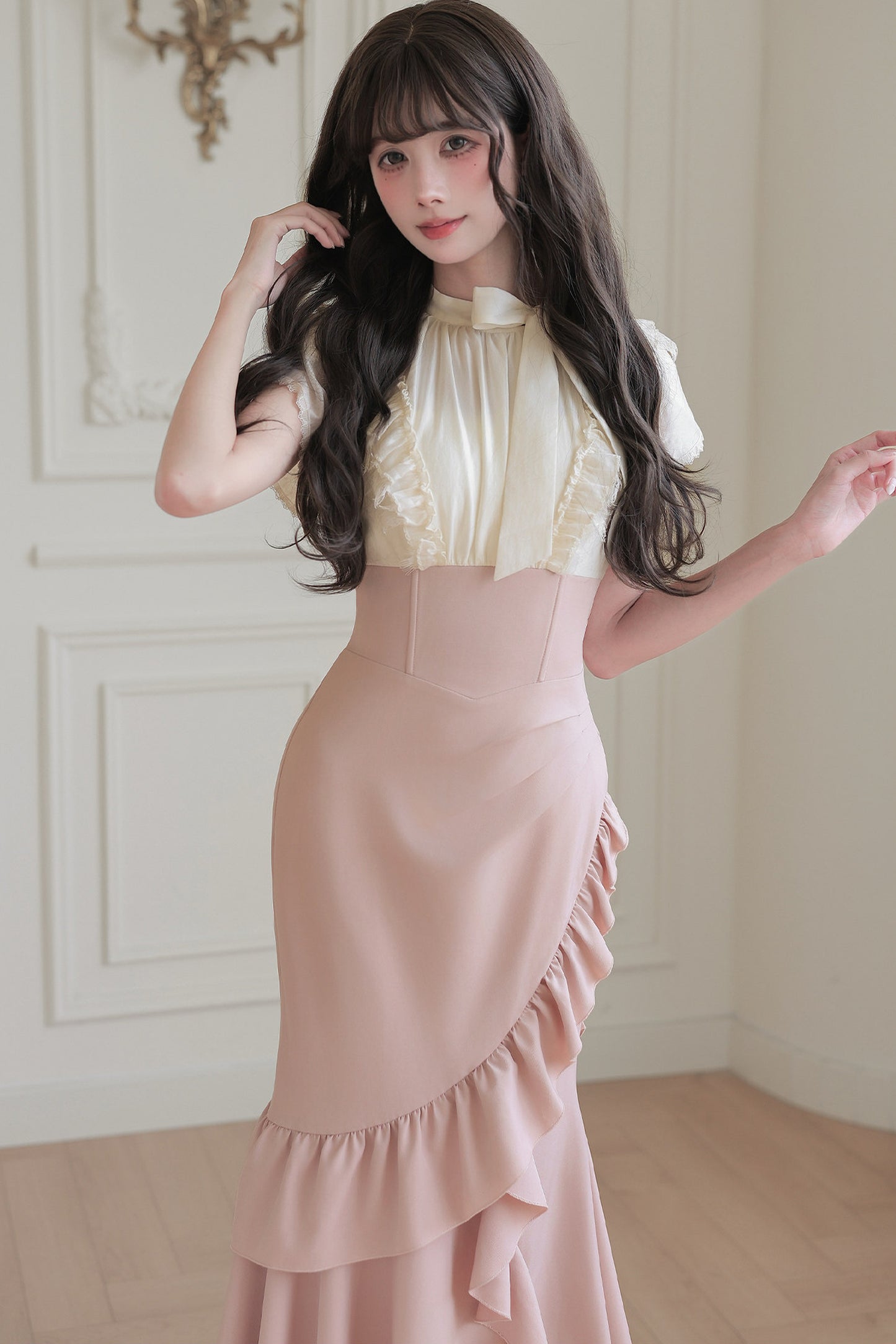 Blush Corset Ruffle Dress