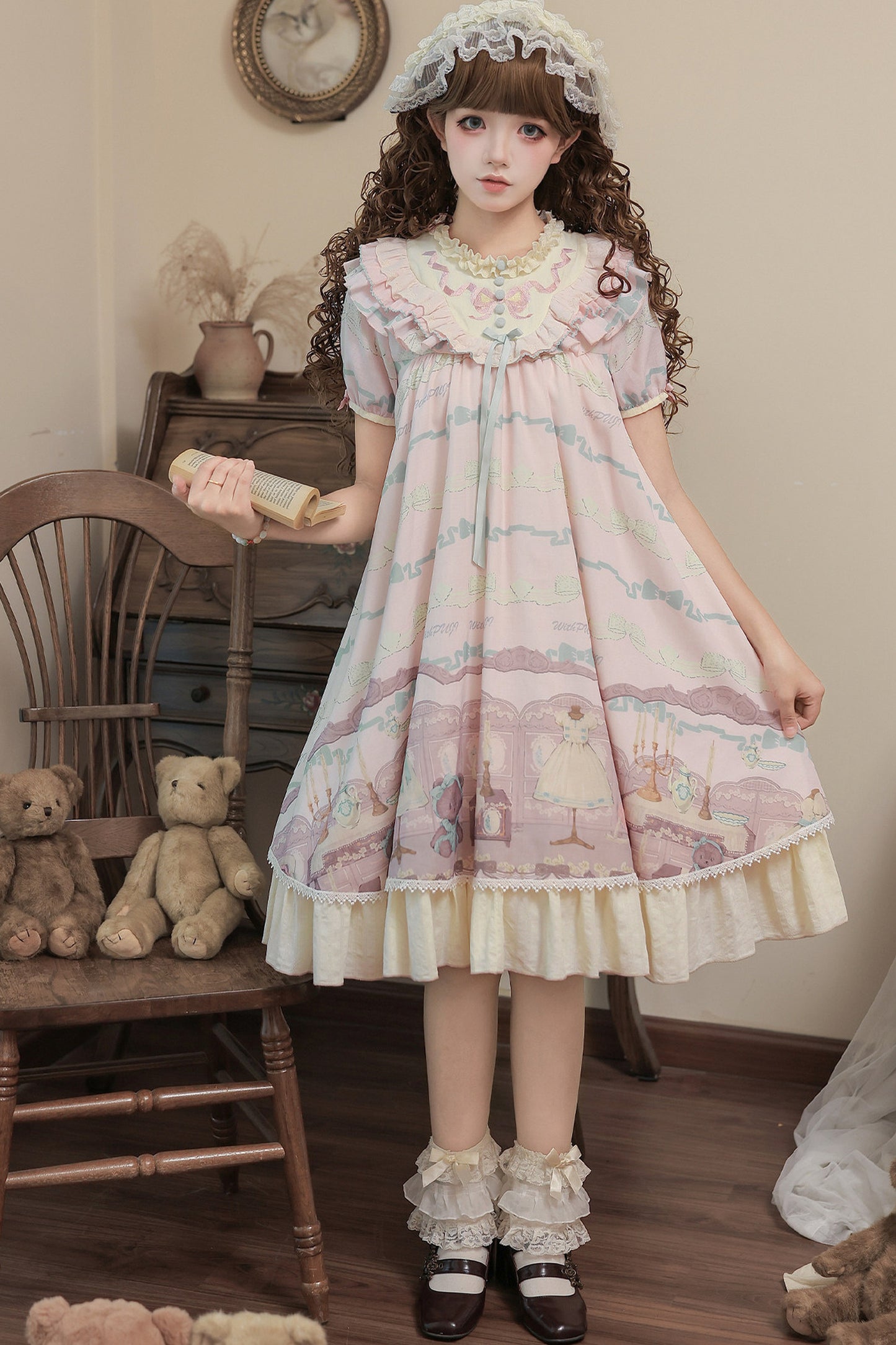 Teddy Bear Print Doll Lolita Dress