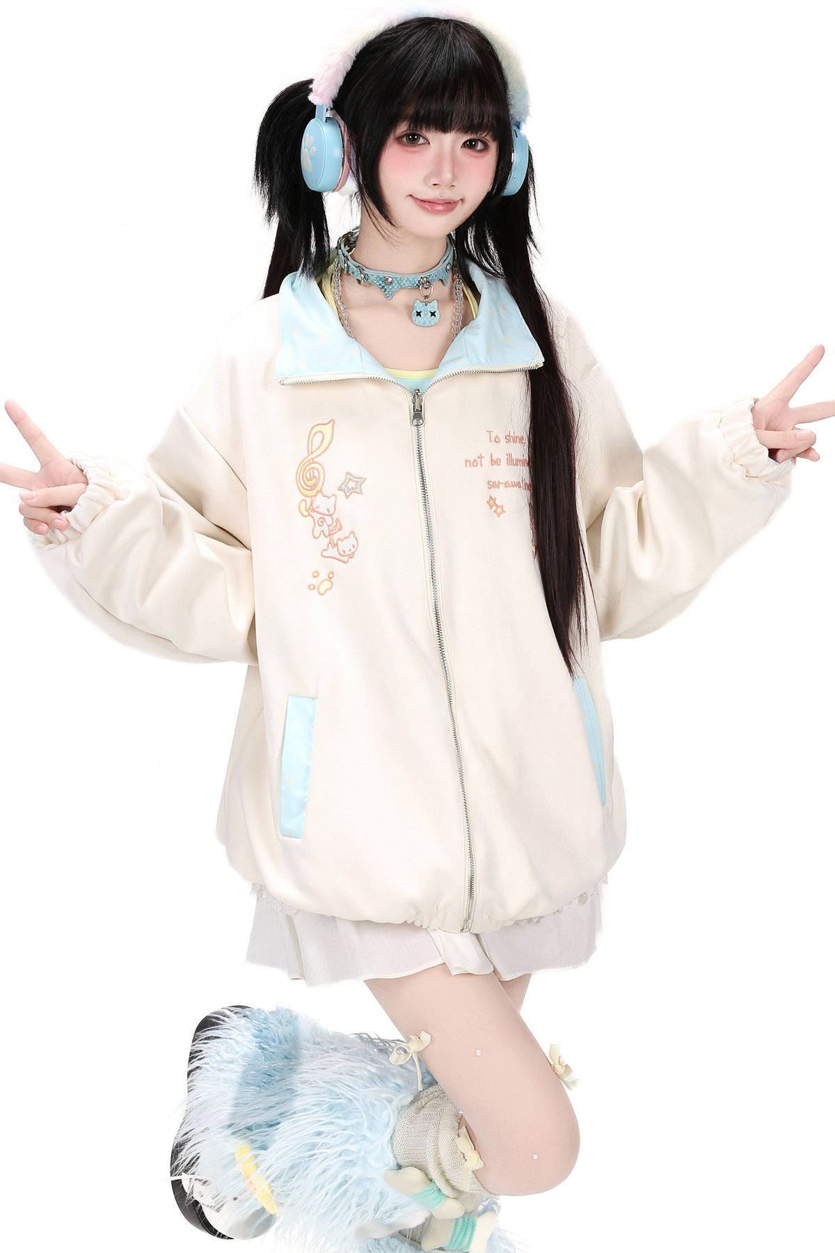 Reversible Cat Polka Dot Suede Jacket
