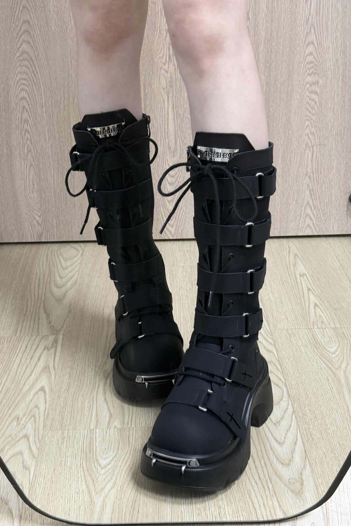 Y2K Gothic Nameplate Platform Boots