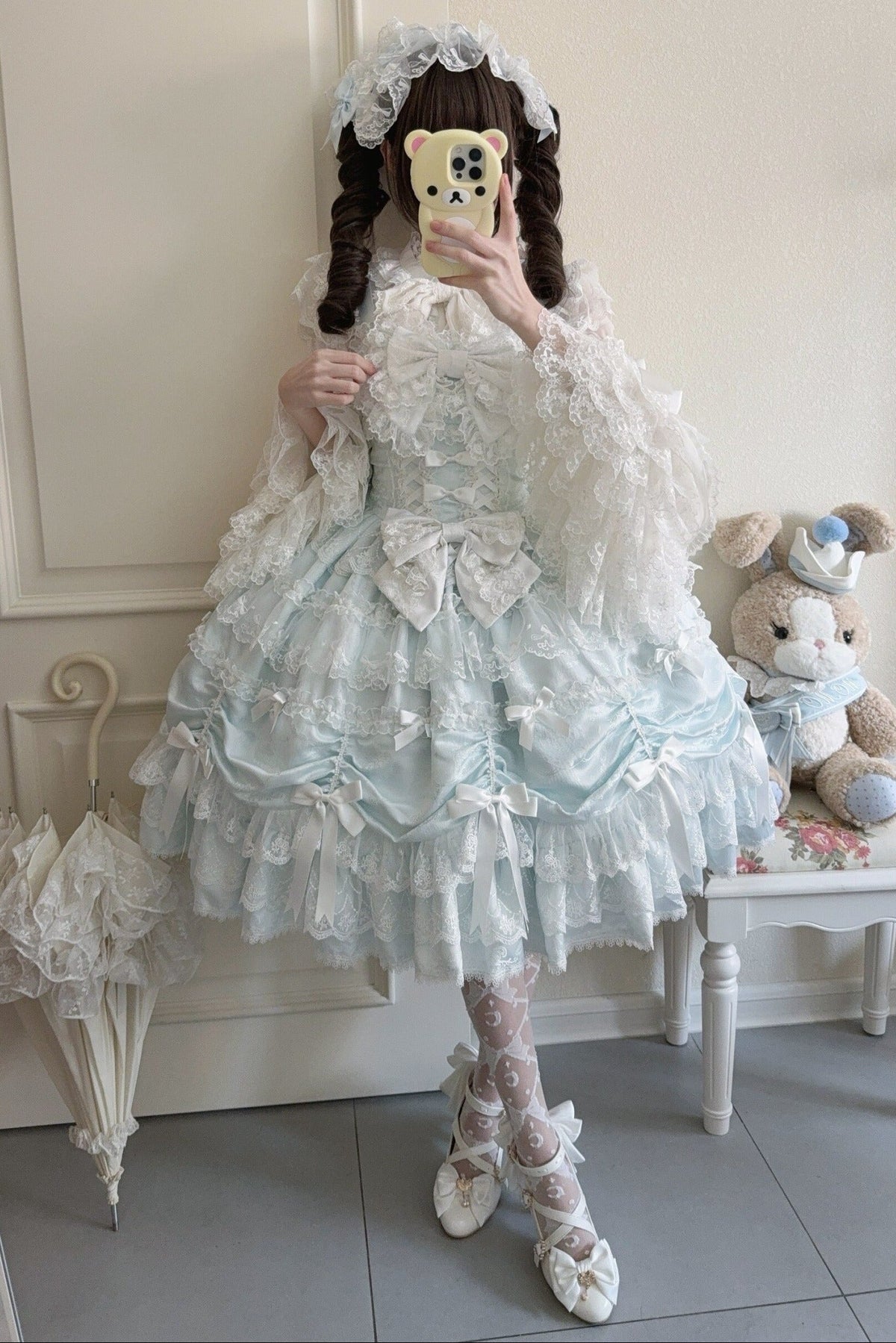 Silk Satin Doll-Like JSK Strap Dress