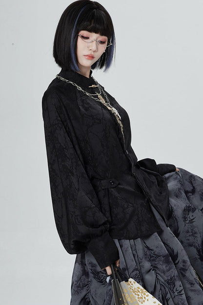 Black White Embroidered Shirt Pants Set-Up