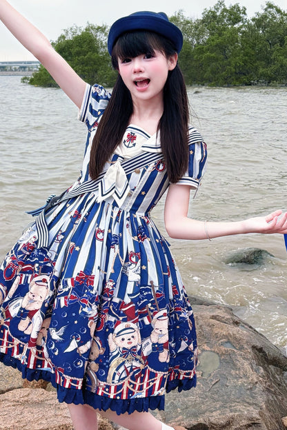 Navy Bear Sailor Collar Lolita Dress