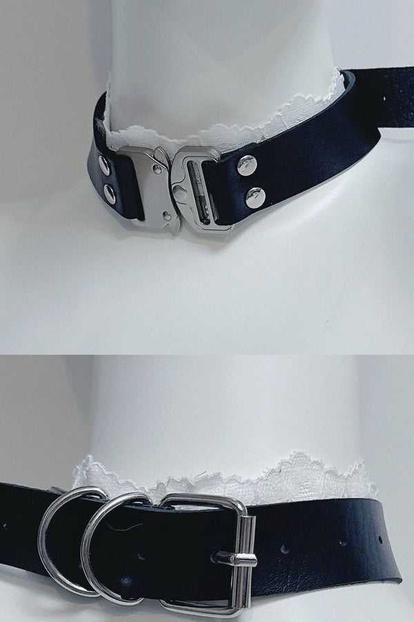Mechanical Style Lace Leather Choker