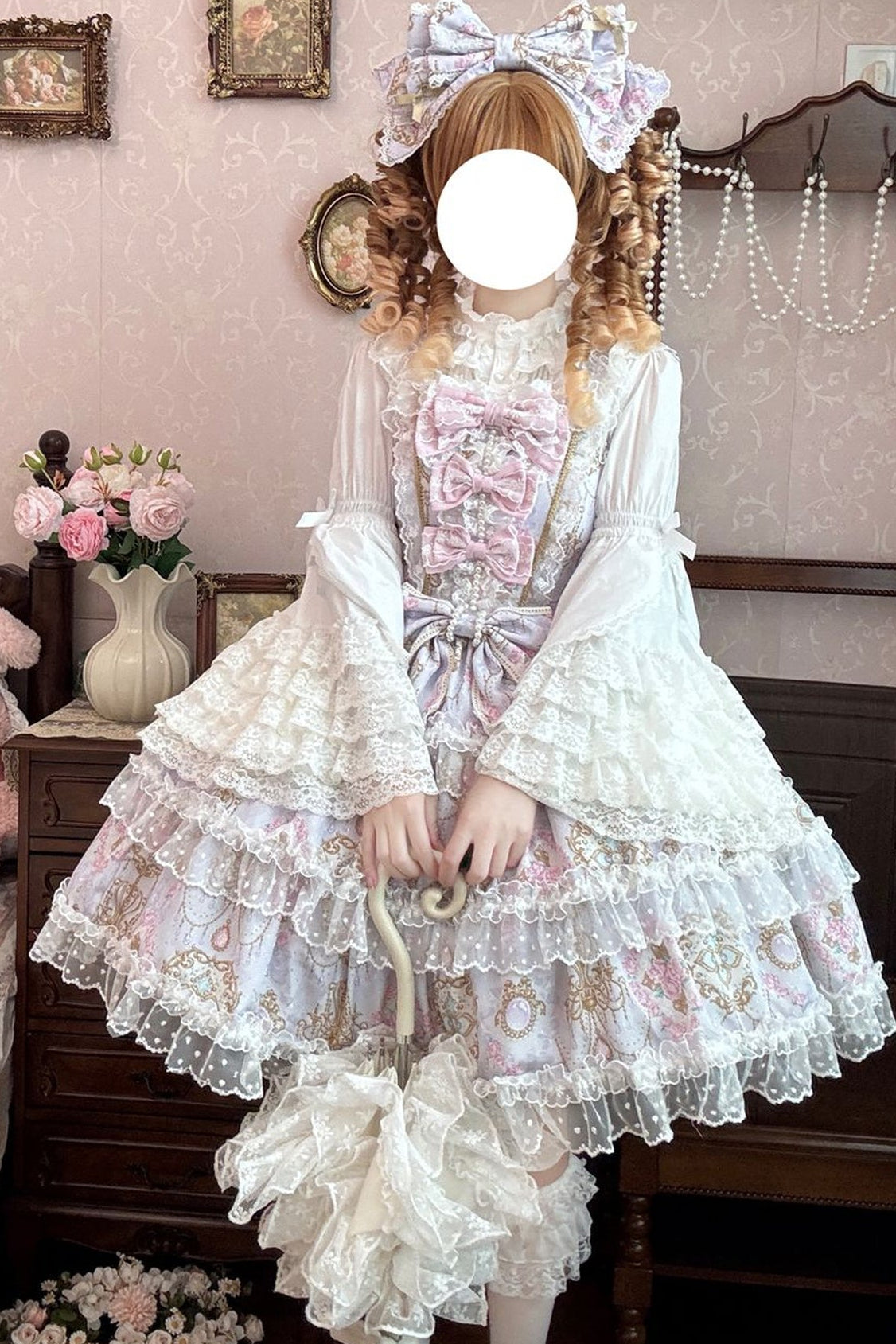 Elegance Floral Wall Doll-Like JSK Dress